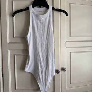 Abercrombie & Fitch White Ribbed Tank Top Bodysuit